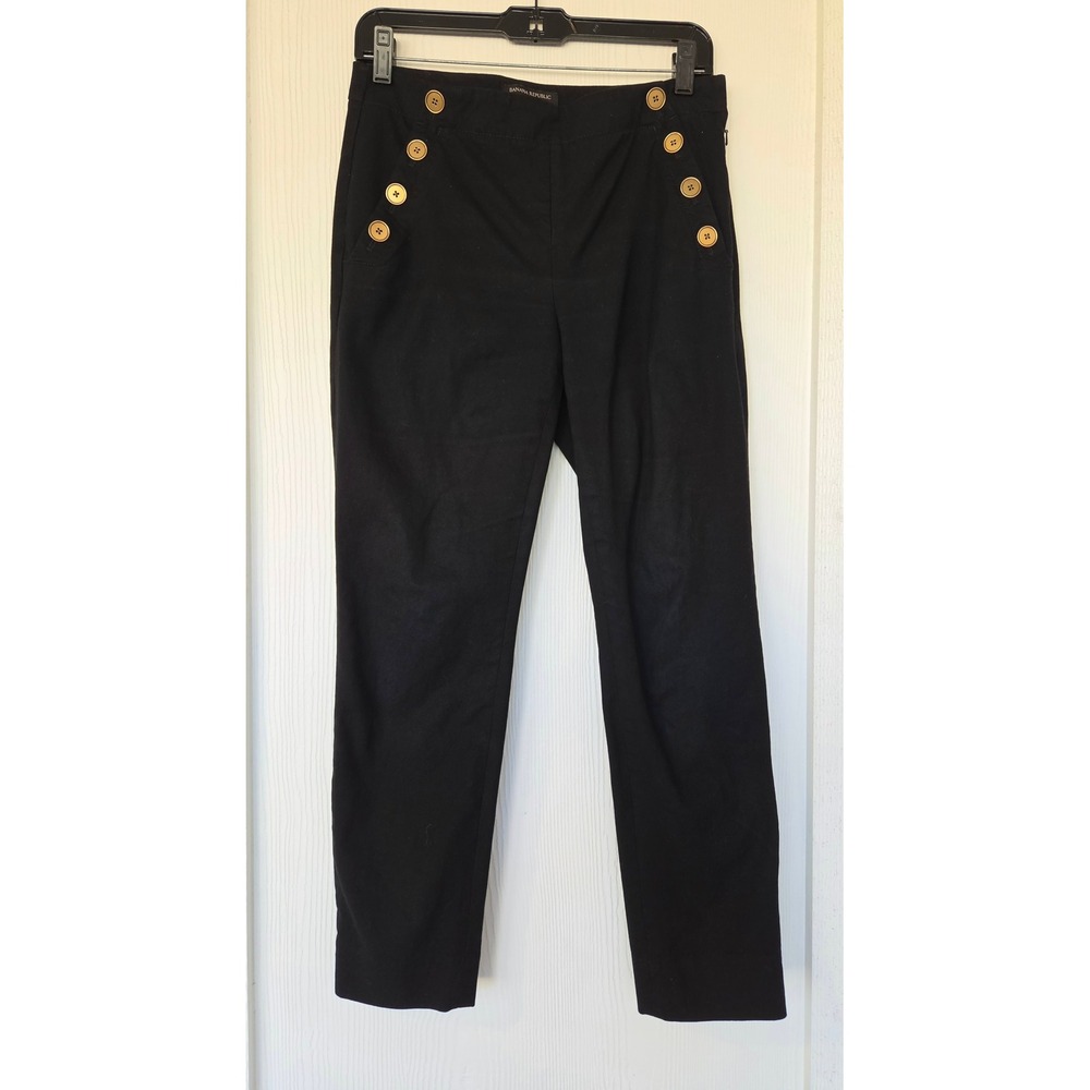 Banana Republic Sloan Black Sailor Pants Sz 4 Old Money Preppy Nautical Academia